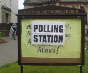 Sign outside polling station